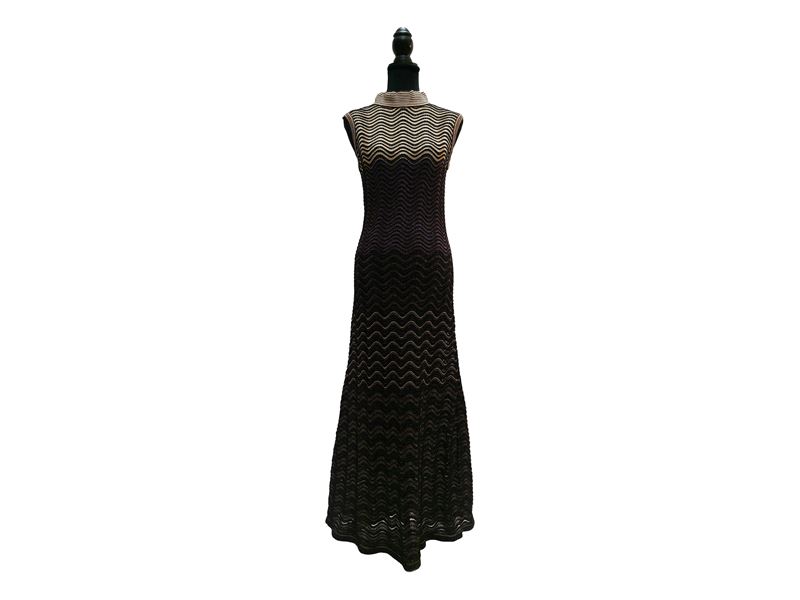 M Missoni - Abito Lungo in Maglia Traforata Lamé