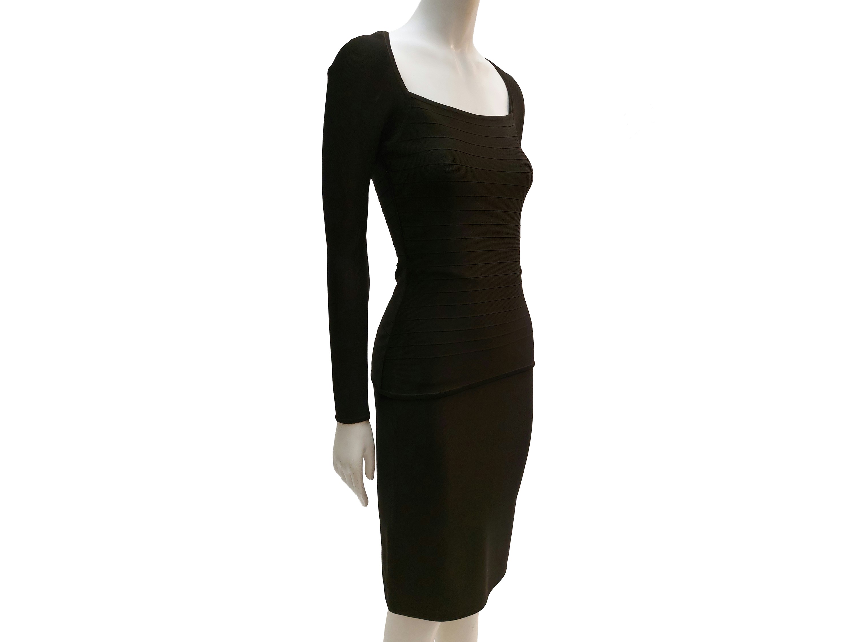 Hervé Leger - Completo in Maglia Elasticizzata Marrone