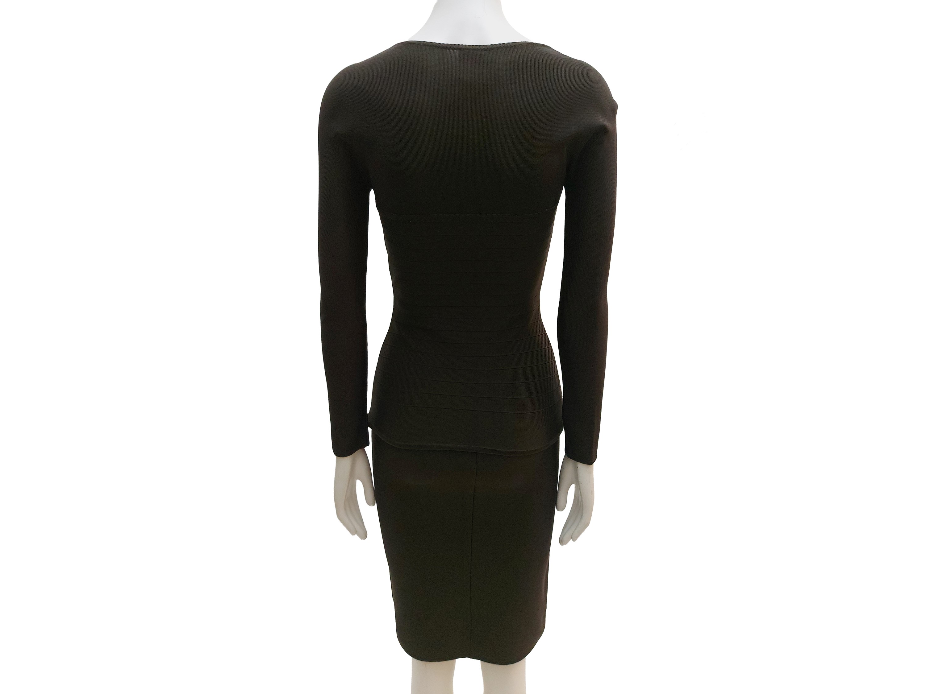 Hervé Leger - Completo in Maglia Elasticizzata Marrone