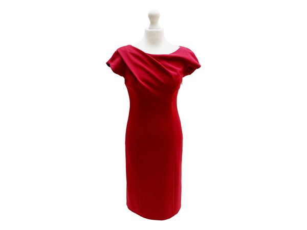 Moschino - Raspberry-colored crepe sheath dress