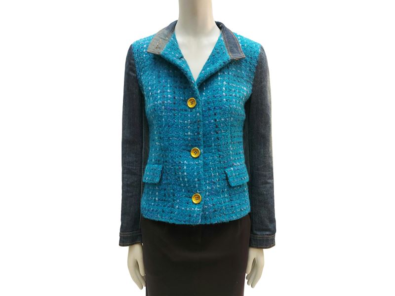 D&g - Giacchina in Denim e Lana Bouclé Azzurra