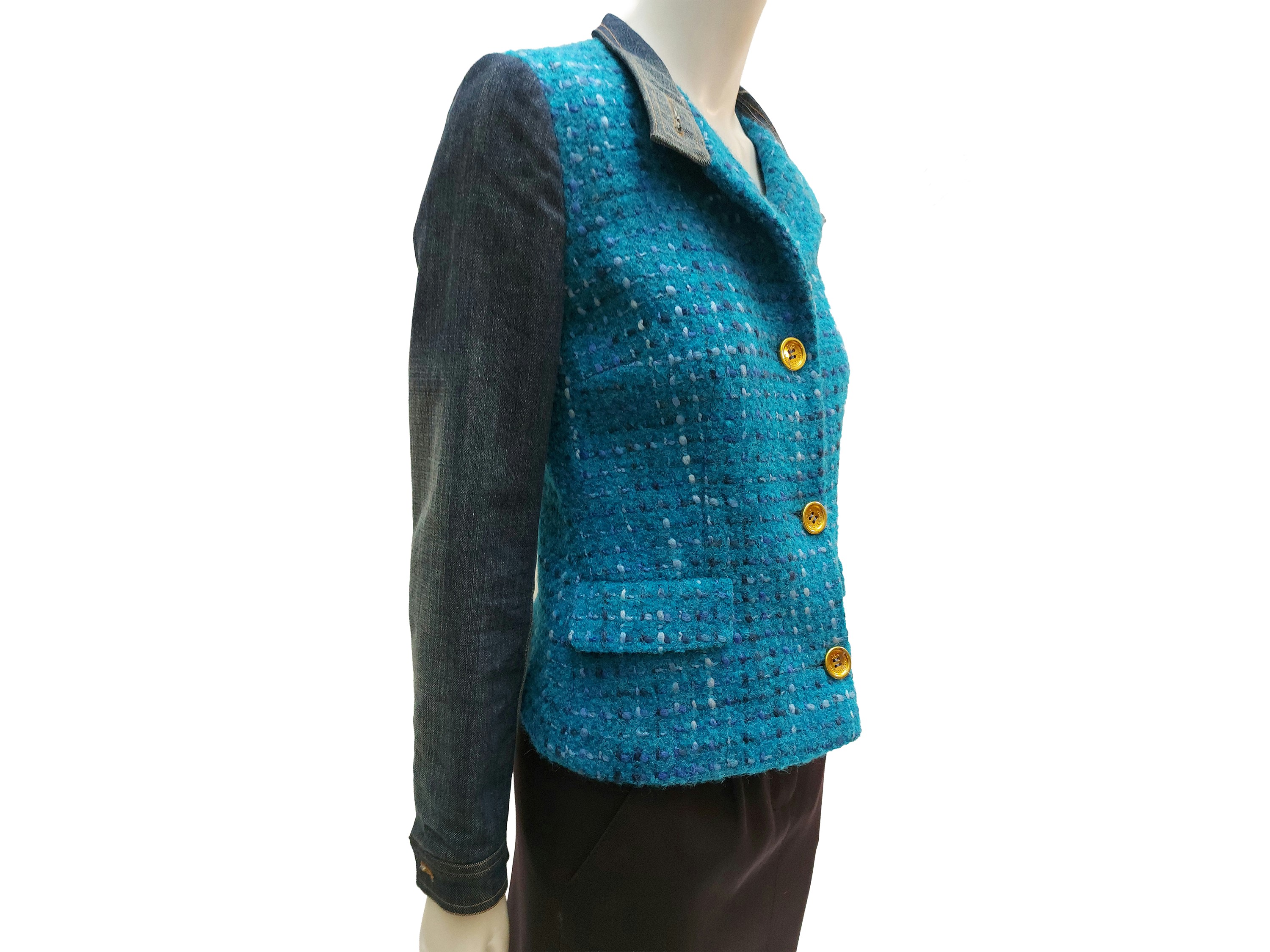 D&g - Giacchina in Denim e Lana Bouclé Azzurra