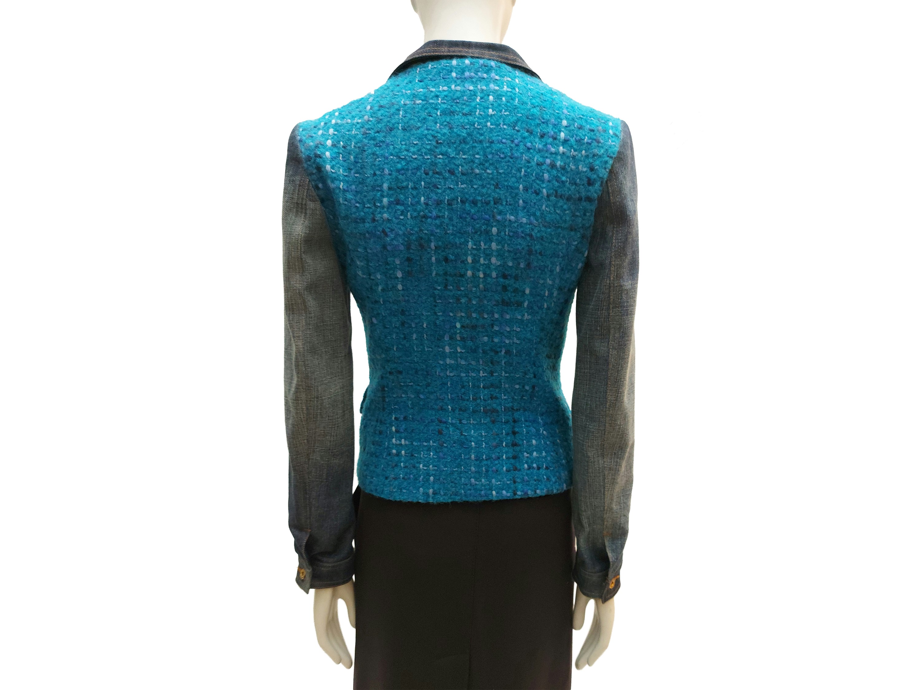 D&g - Giacchina in Denim e Lana Bouclé Azzurra