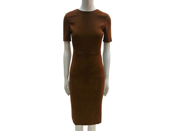 Prada - Burnt brown suede sheath dress