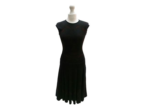 Alexander McQueen - Abito in maglia jacquard bicolore in lana e seta