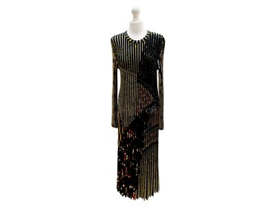 Etro - Abito Midi in Maglia di Viscosa Fantasia su Fondo Nero