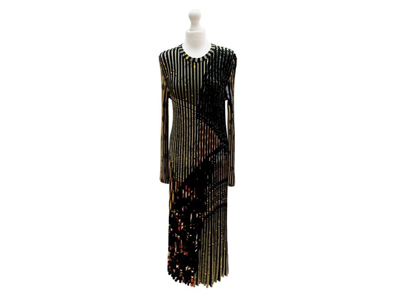 Etro - Abito Midi in Maglia di Viscosa Fantasia su Fondo Nero