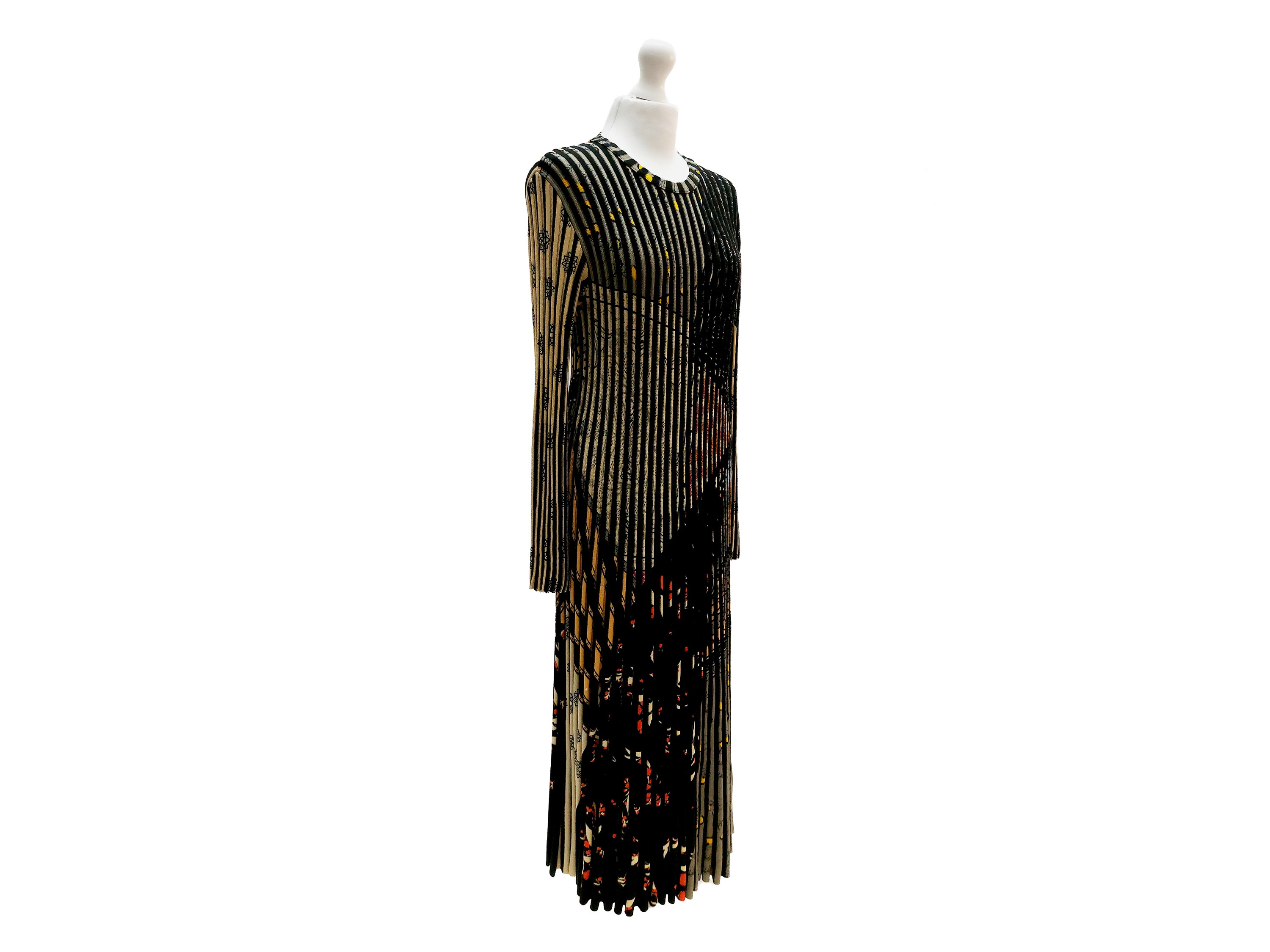 Etro - Abito Midi in Maglia di Viscosa Fantasia su Fondo Nero