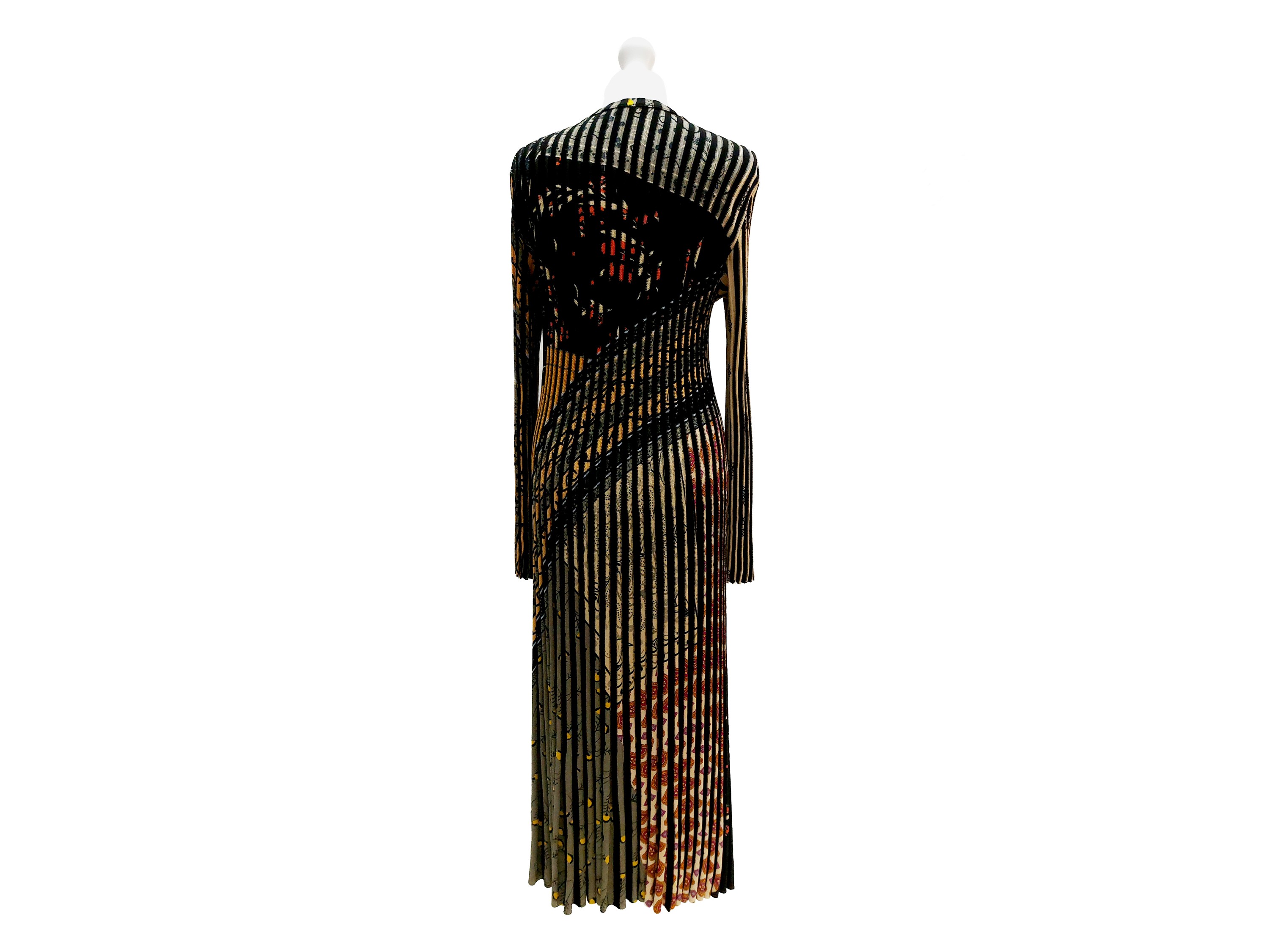 Etro - Abito Midi in Maglia di Viscosa Fantasia su Fondo Nero