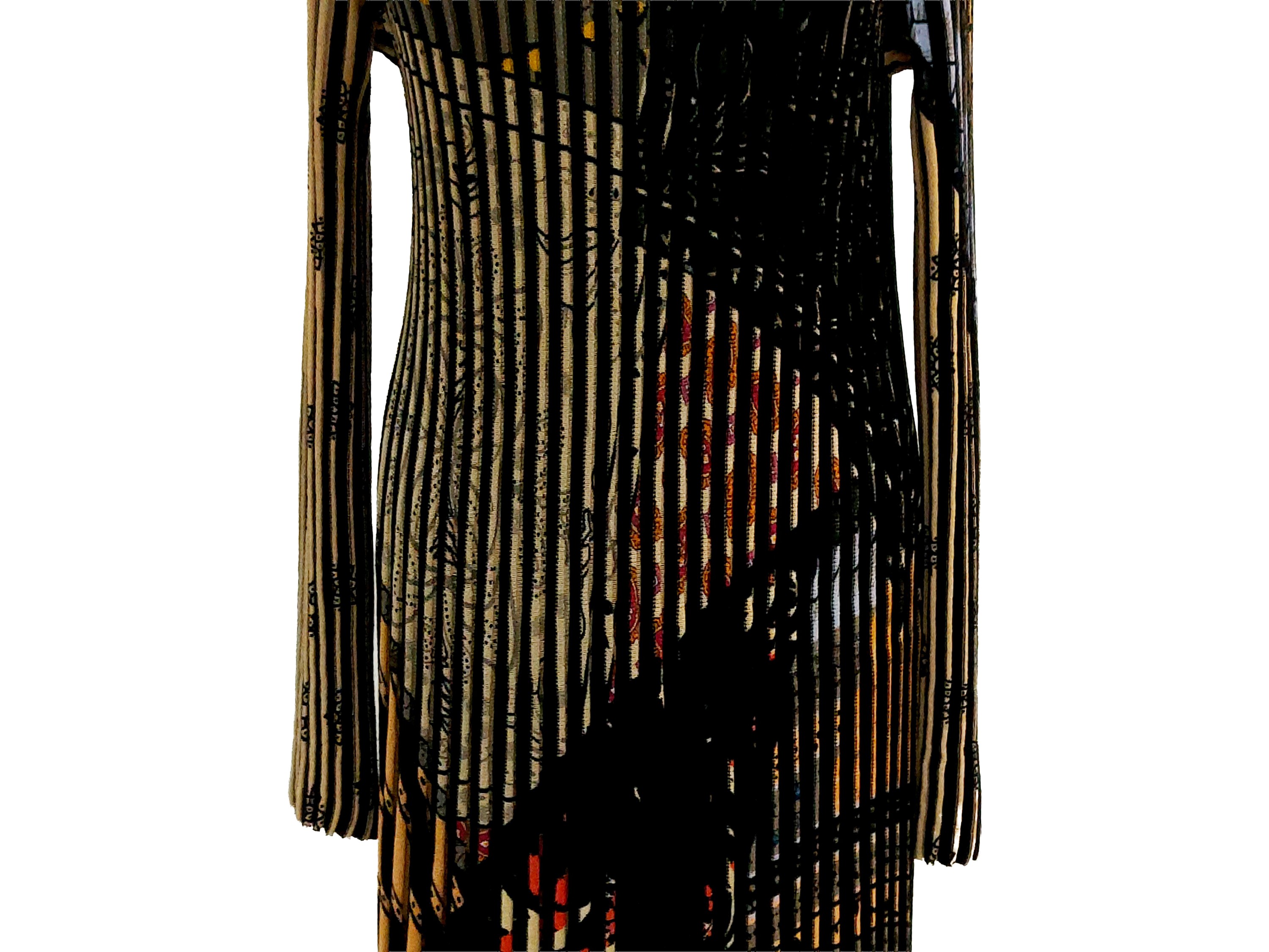 Etro - Abito Midi in Maglia di Viscosa Fantasia su Fondo Nero