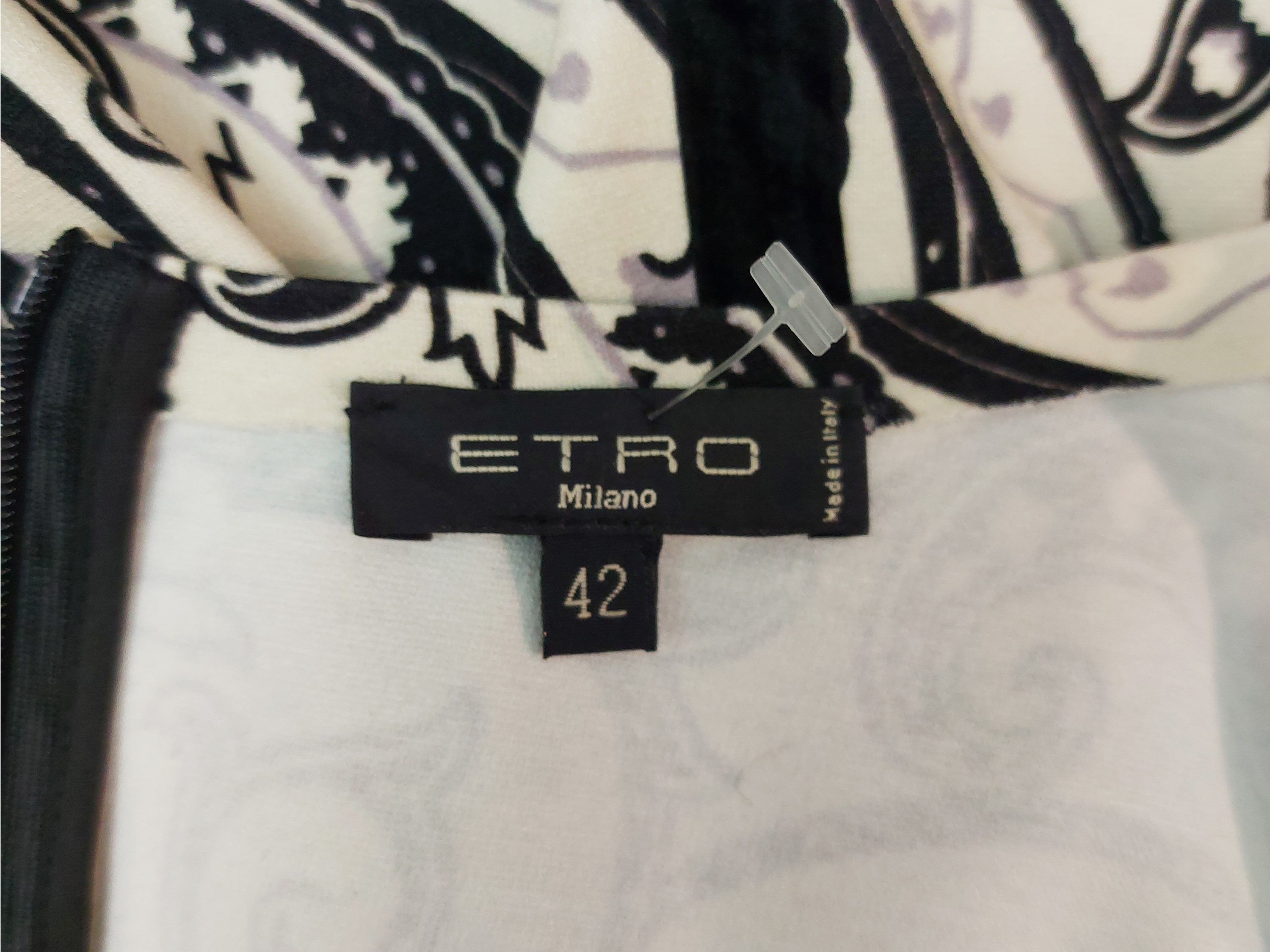 Etro - Abito in Viscosa e Modal Fantasia Bianca e Nera
