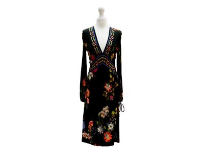 Etro - Abito in Crepe Fantasia su Fondo Nero