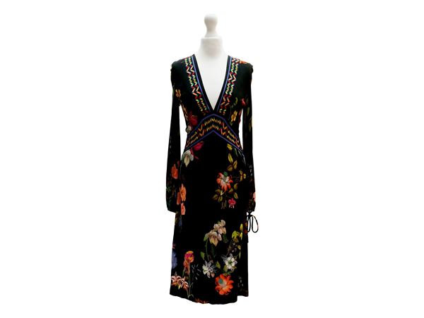 Etro - Abito in crepe fantasia su fondo nero