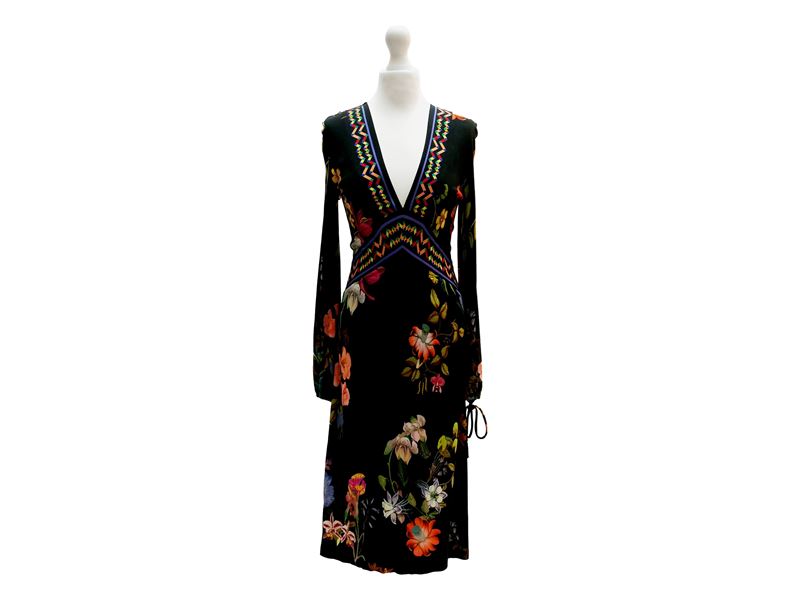 Etro - Abito in Crepe Fantasia su Fondo Nero