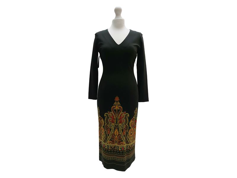 Etro - Abito in Viscosa Nero con Motivo Paisley