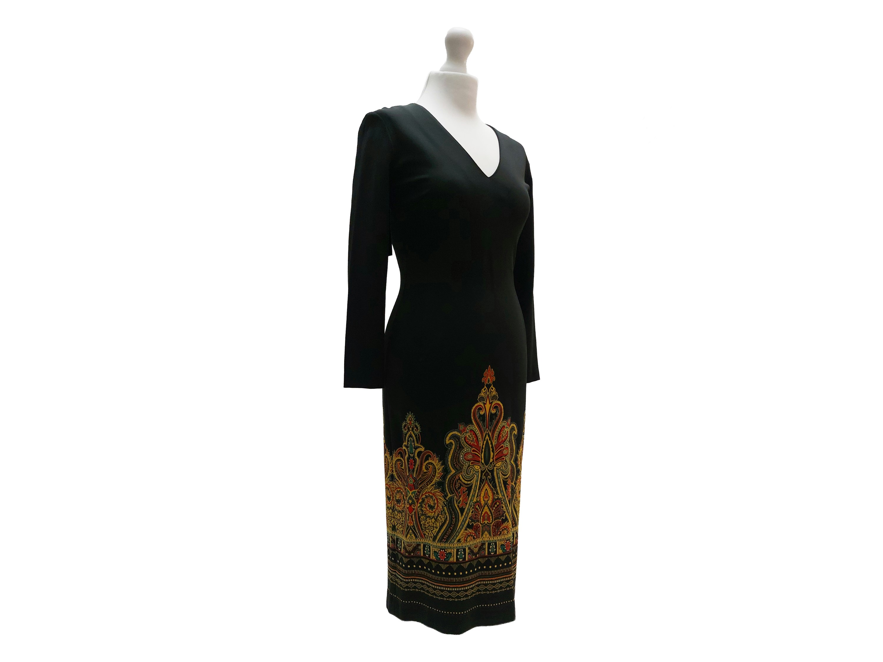 Etro - Abito in Viscosa Nero con Motivo Paisley