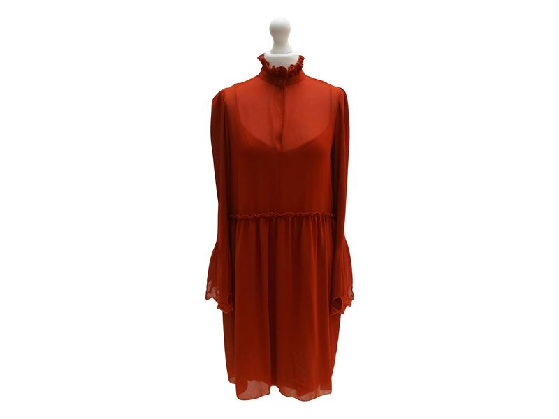 See By Chloé - Abito in Crepe Color Mattone