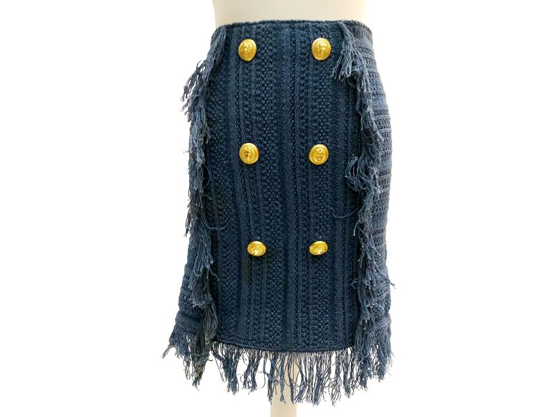 Balmain - Gonna in Maglia di Cotone Pervinca