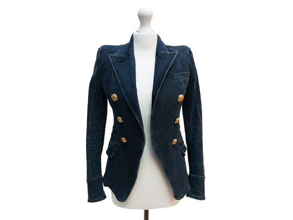 Balmain - Blazer doppiopetto in denim