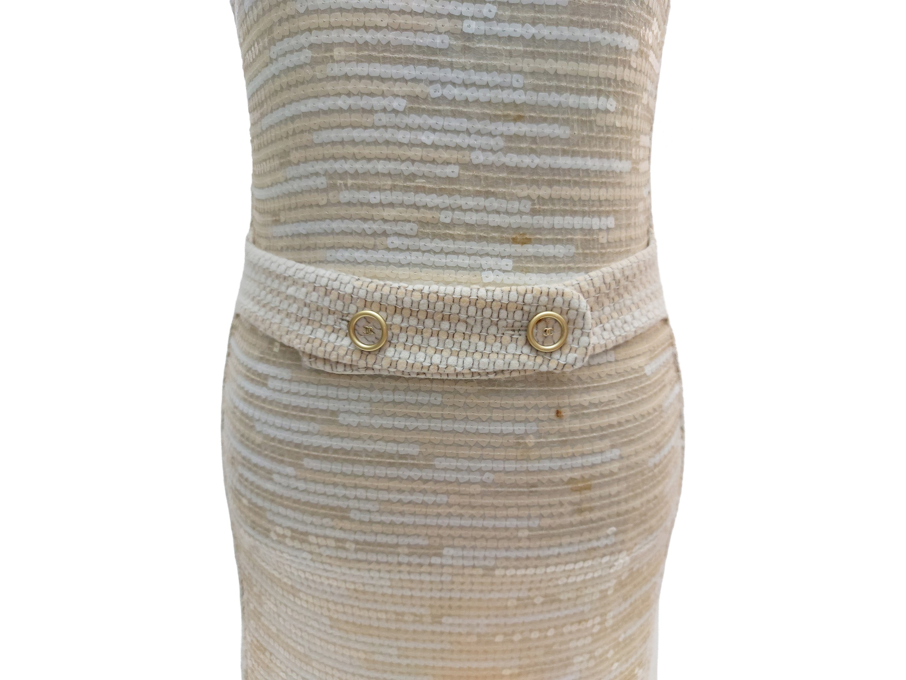 Chanel - Abito in Lana Bouclé e Paillettes Beige e Panna