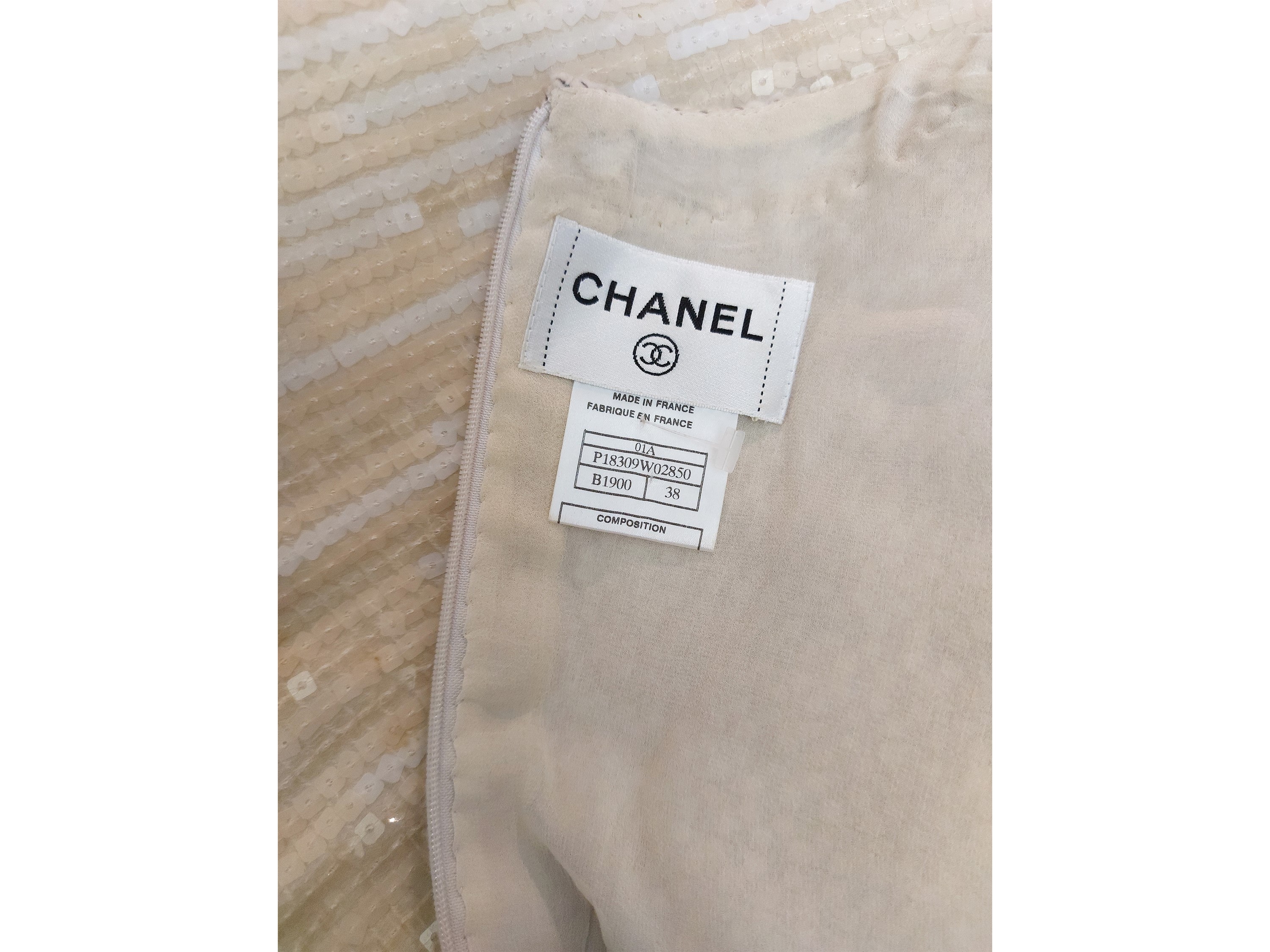 Chanel - Abito in Lana Bouclé e Paillettes Beige e Panna