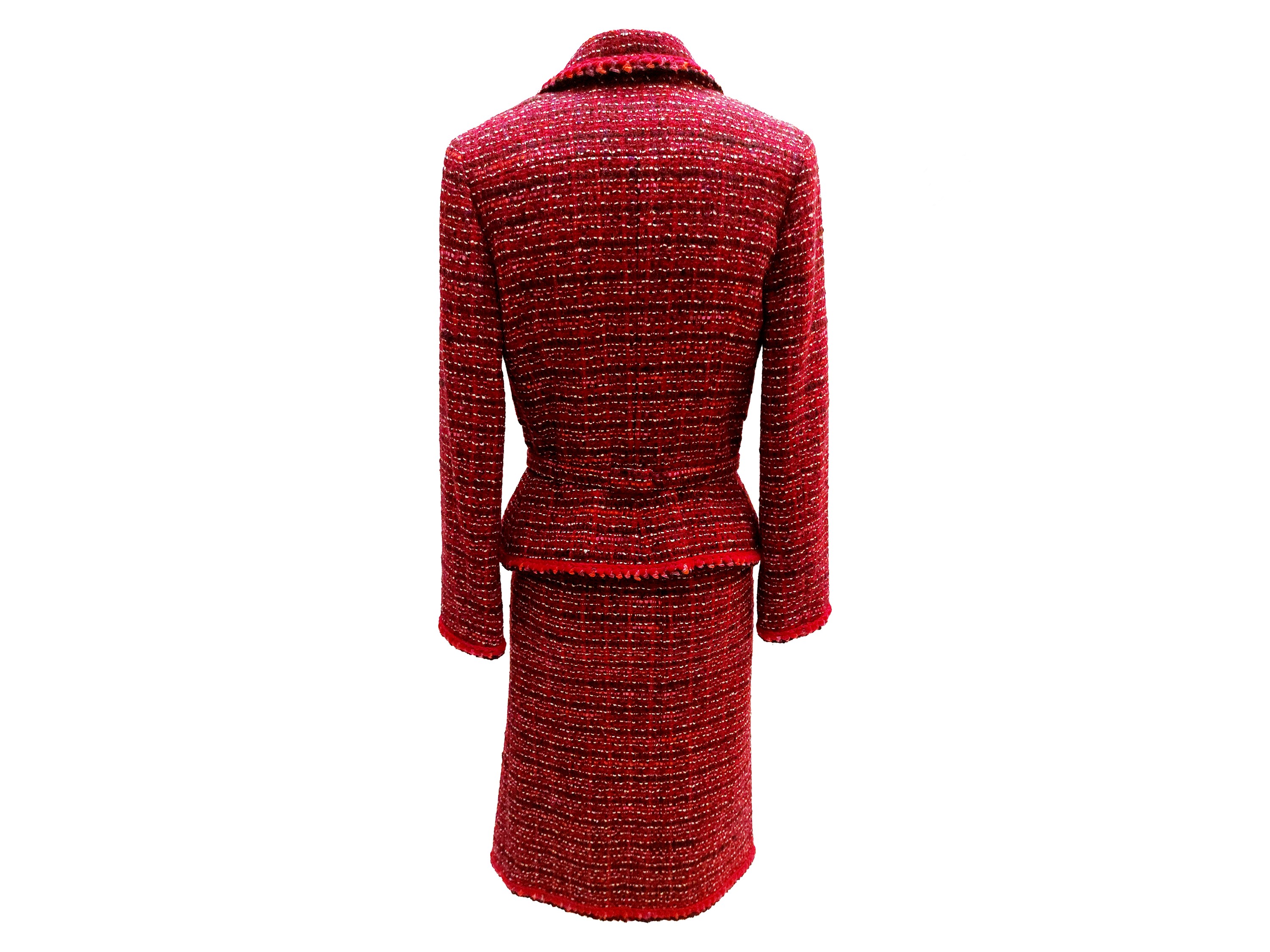 Chanel - Completo Abito e Giacca in Lana Bouclé Bordeaux