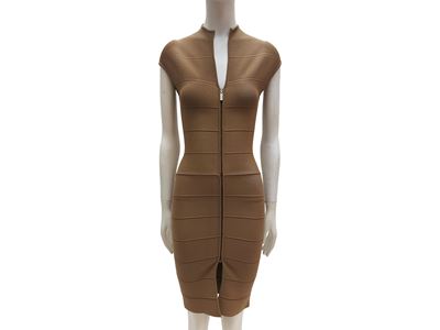 Hervé Léger, Abito in tessuto elasticizzato beige