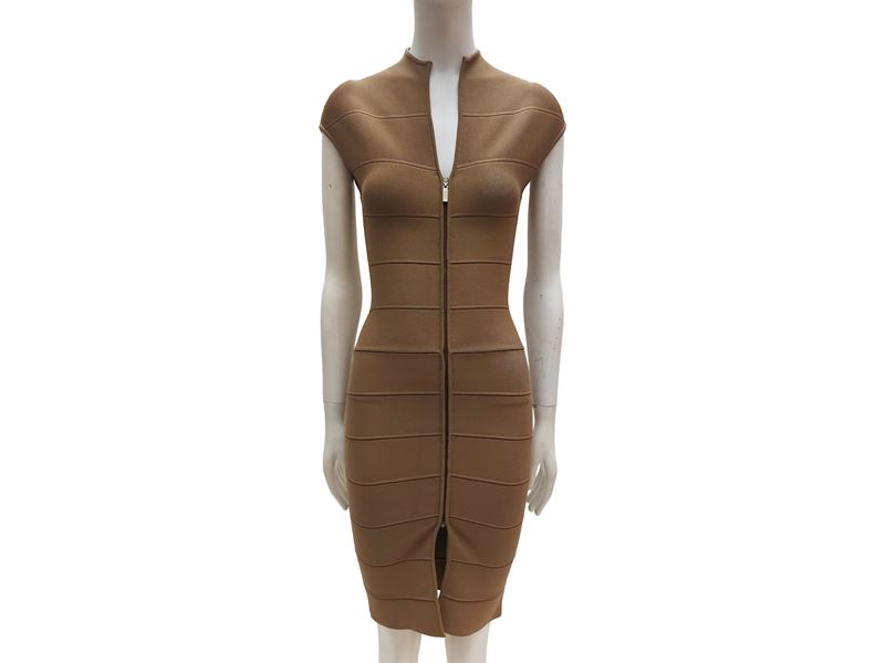 Hervé Léger, Abito in tessuto elasticizzato beige