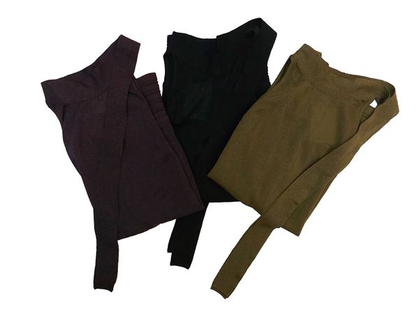 Hervé Léger - Three tops in viscose and lamé