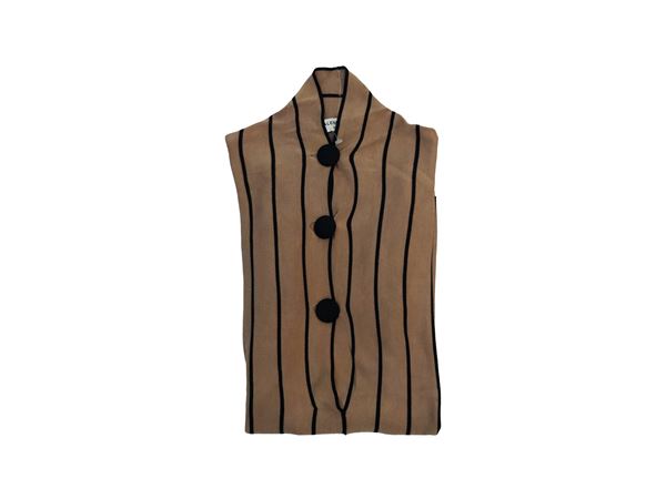 Balenciaga - Maglia in seta beige a righe nere  - Asta Vintagemania. Summer Vibes - Maison Bibelot - Casa d'Aste Firenze - Milano