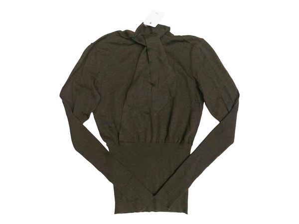 Hermès - Maglia in cashmere e seta marrone