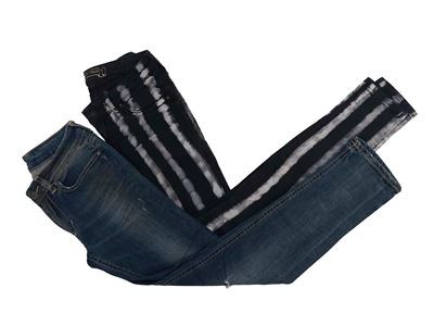 Dondup, Due paia di jeans skinny (blu e nero a righe bianche), taglia 25