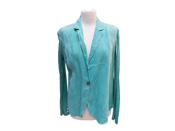 Completo casual in lino turchese