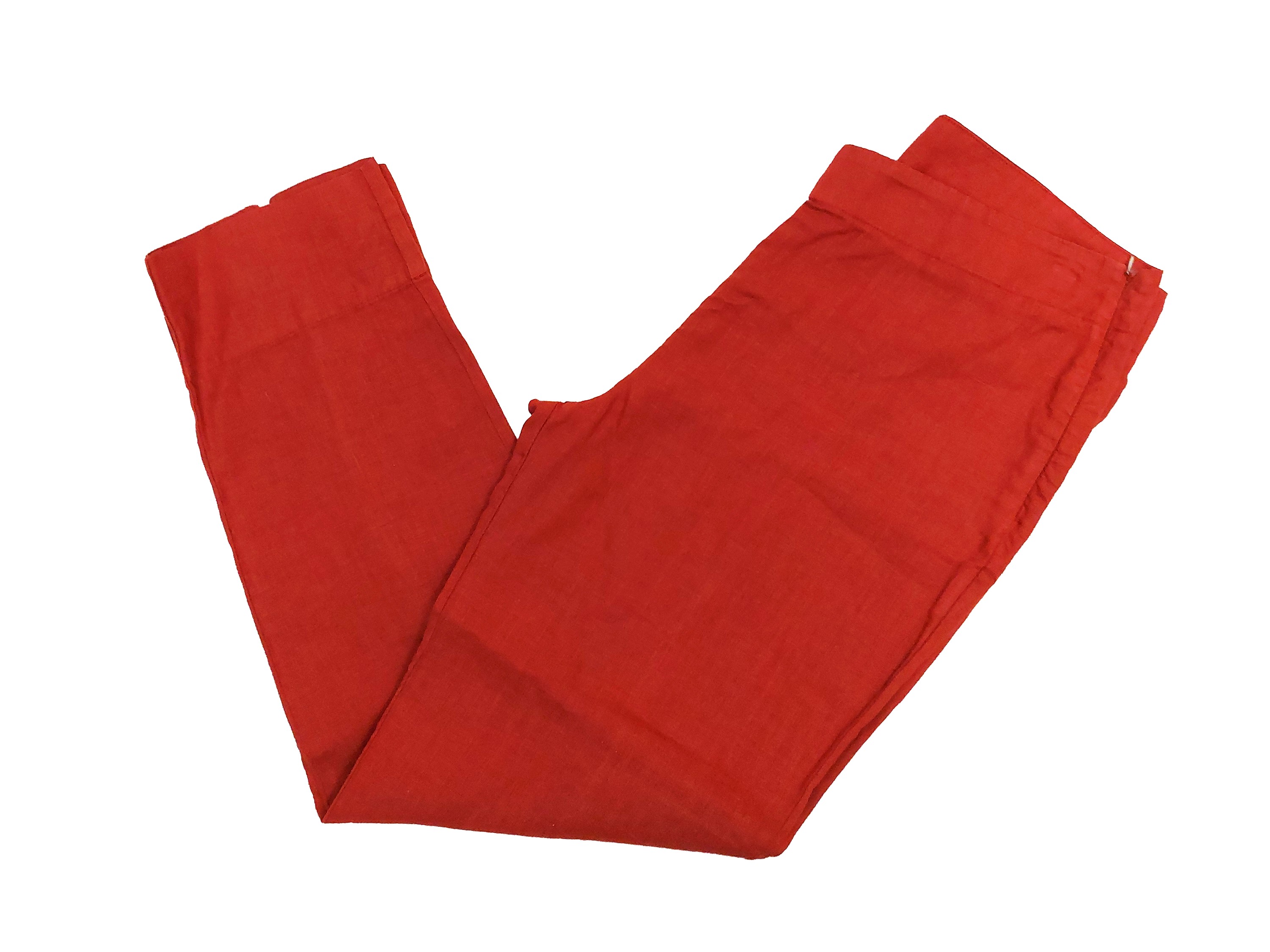 Completo casual in lino mattone, pantalone diritto e camicia lunga con spacchi laterali
