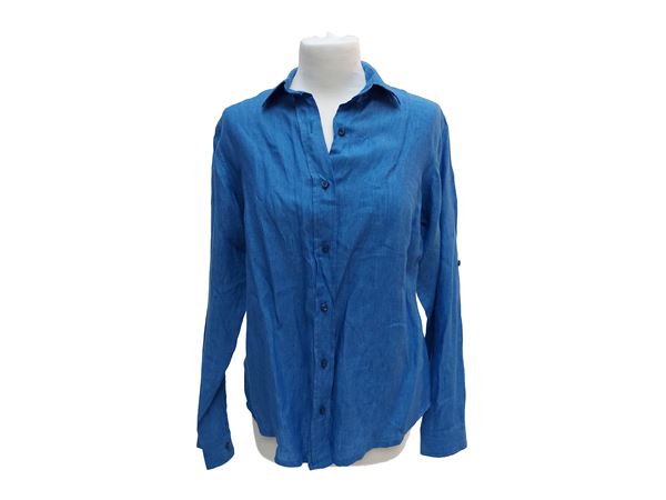 Completo casual in lino blu cobalto