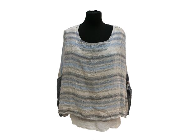 Completo casual in lino celeste