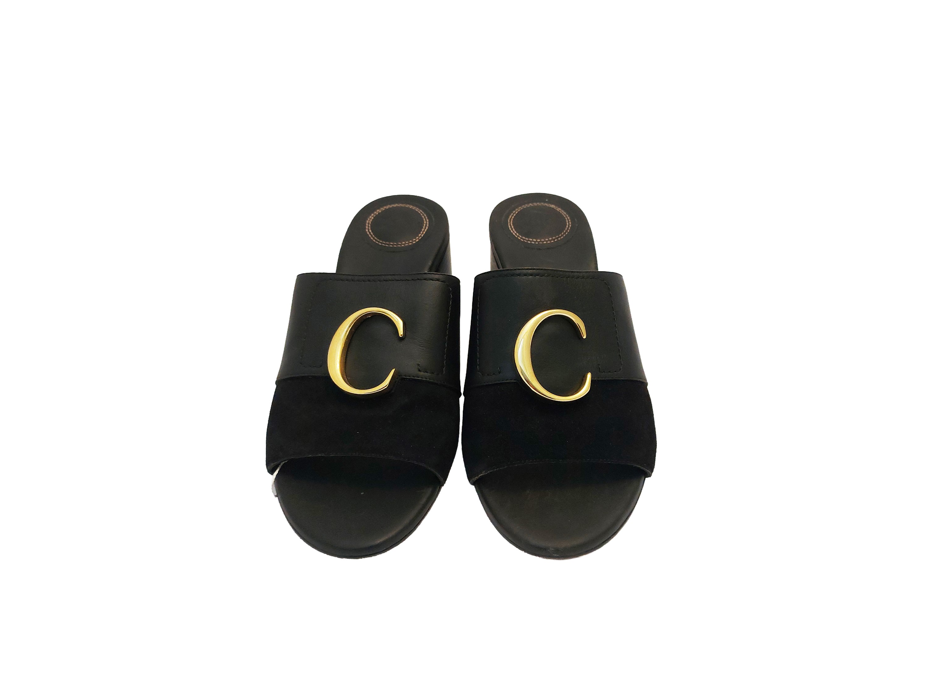 Cloé, Mules aperti in pelle e suede nero