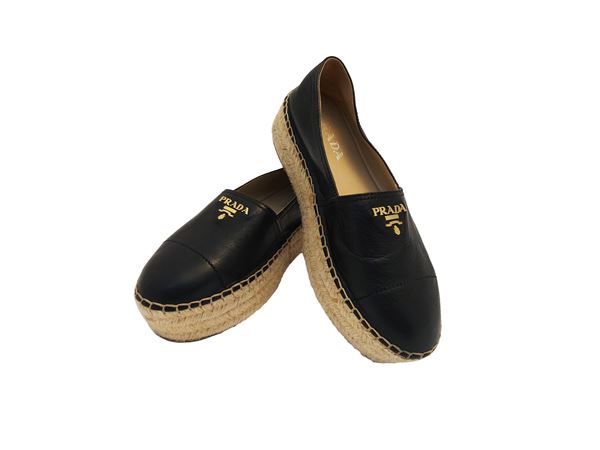 Prada - Black leather espadrilles