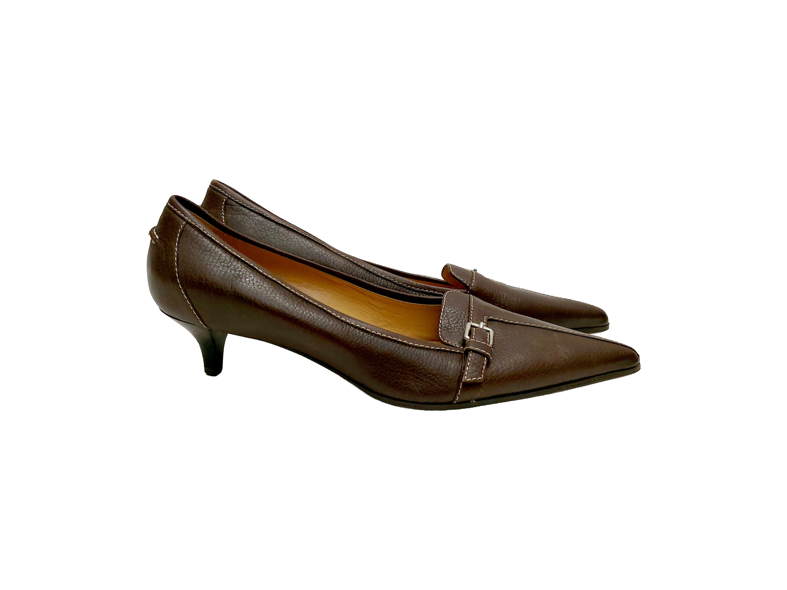 Hermès - Décolleté in Pelle Martellata Marrone