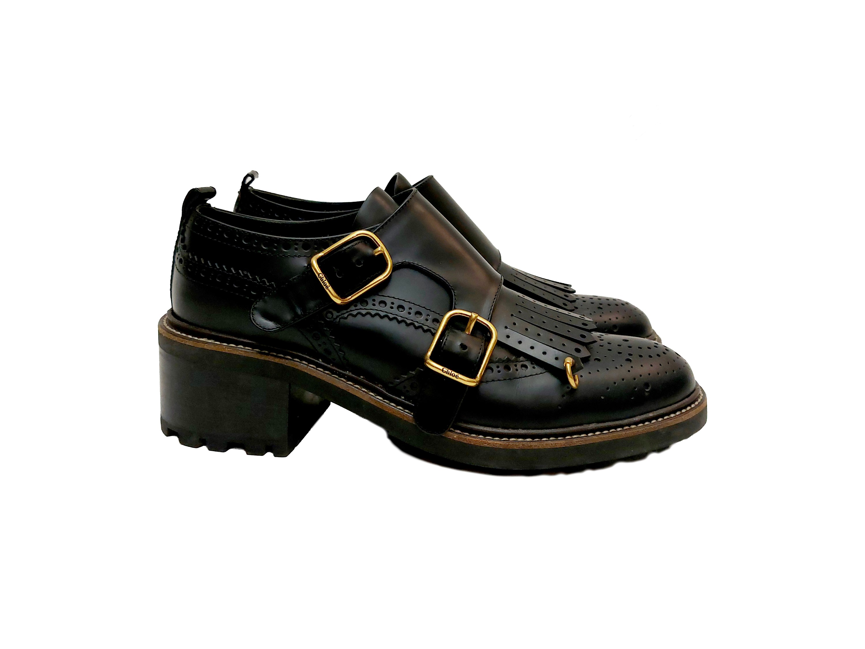 Cloé, Mocassini Franne Double Monk in pelle nera
