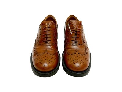 Miu Miu, Oxford in pelle di vitello spazzolato color tabacco con suola in gomma