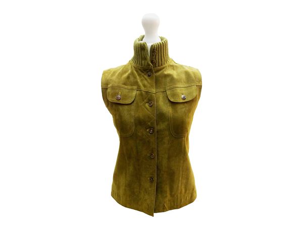 Amina Rubinacci - Gilet scamosciato verde oliva