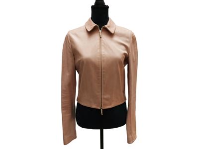 Burberry, Giubbotto corto in pelle rosa (taglia 42)
