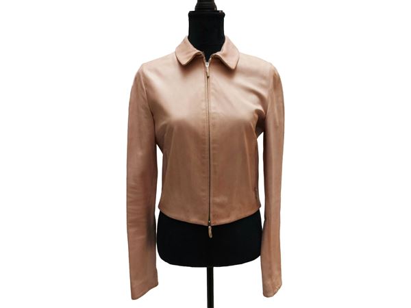 Burberry - Giubbotto corto in pelle rosa