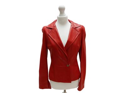 Trussardi, Giacchina in pelle rossa, taglia 42