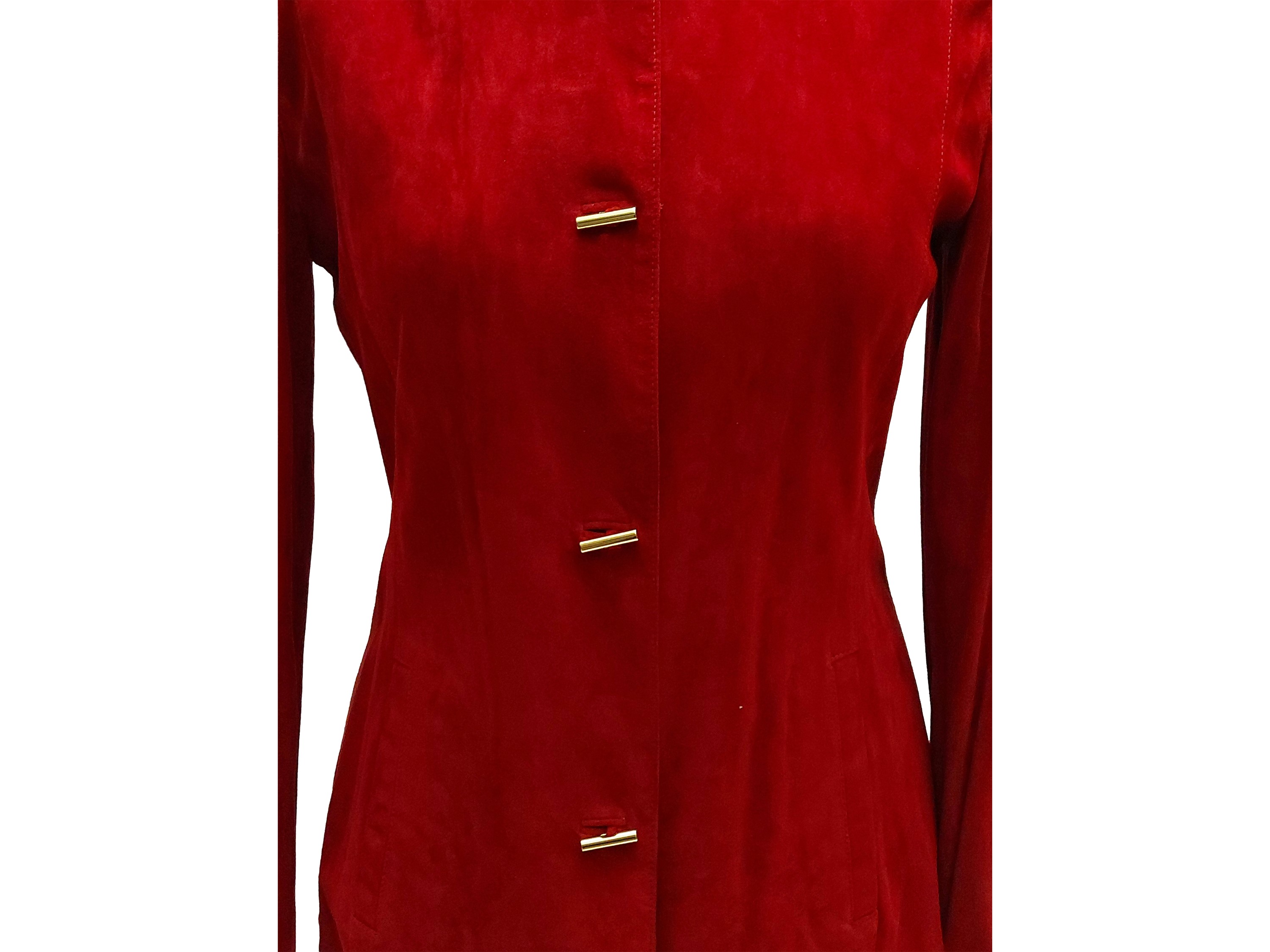 Loro Piana, Giacca scamosciata rosso rubino a modello camicia