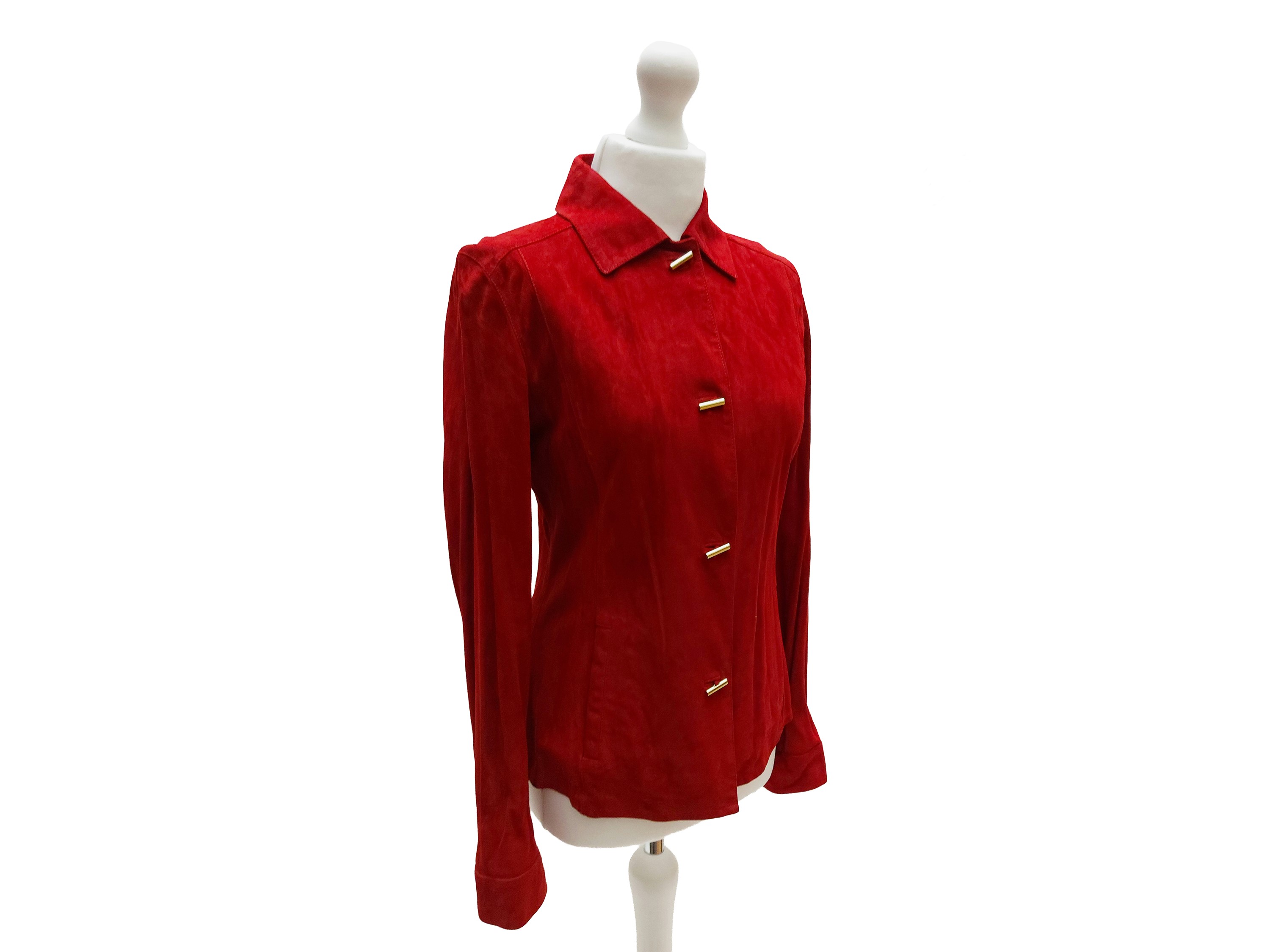 Loro Piana, Giacca scamosciata rosso rubino a modello camicia