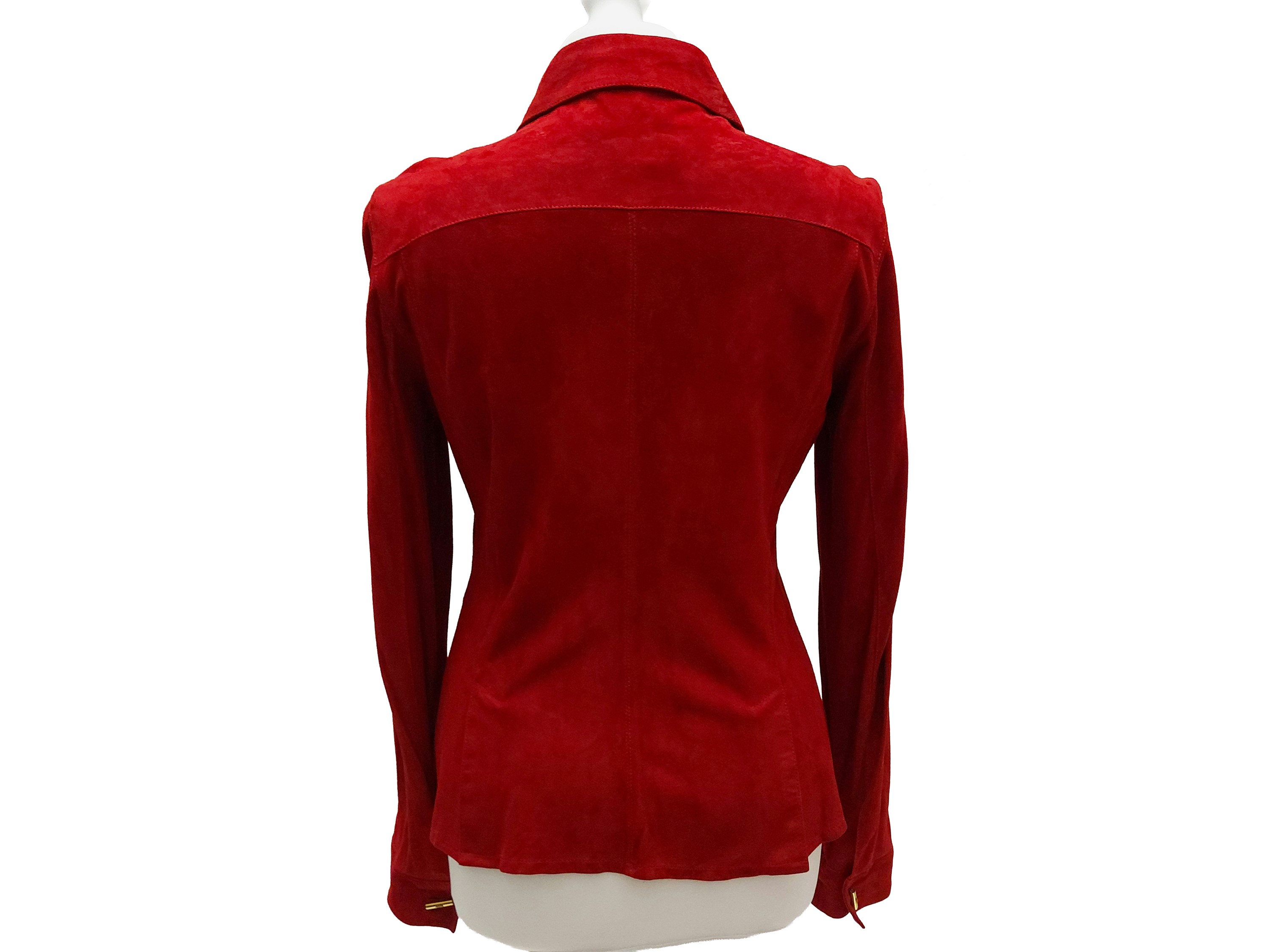 Loro Piana, Giacca scamosciata rosso rubino a modello camicia