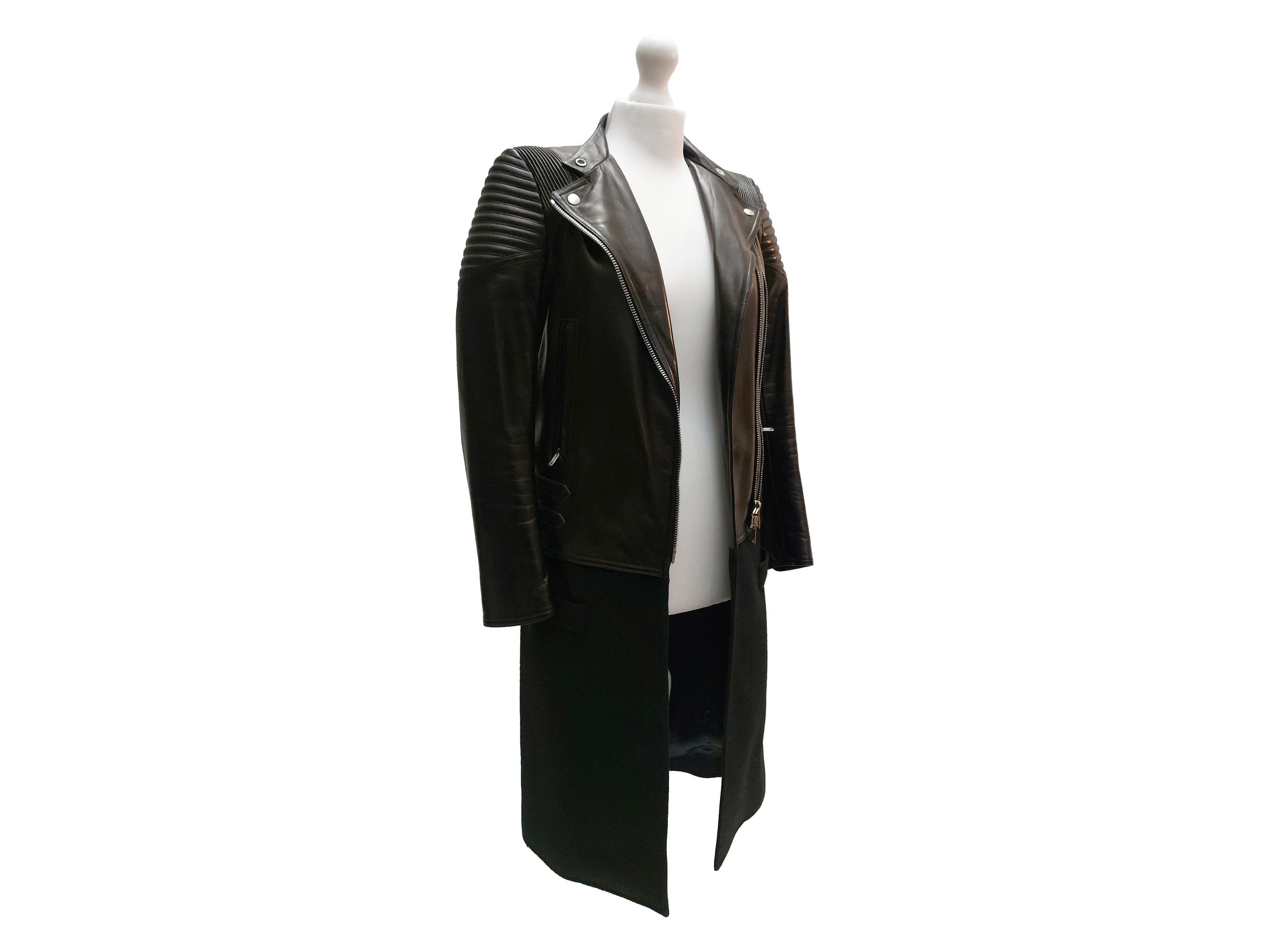 Givenchy - Cappotto in Stile Biker in Pelle e Lana Nera