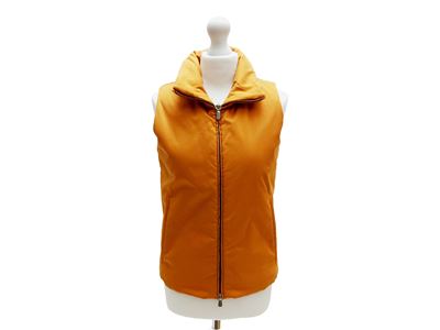 Loro Piana, Gilet in nylon arancione con cappuccio